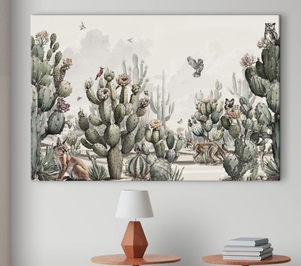 Group of cactuses and birds Group of cactuses and birds