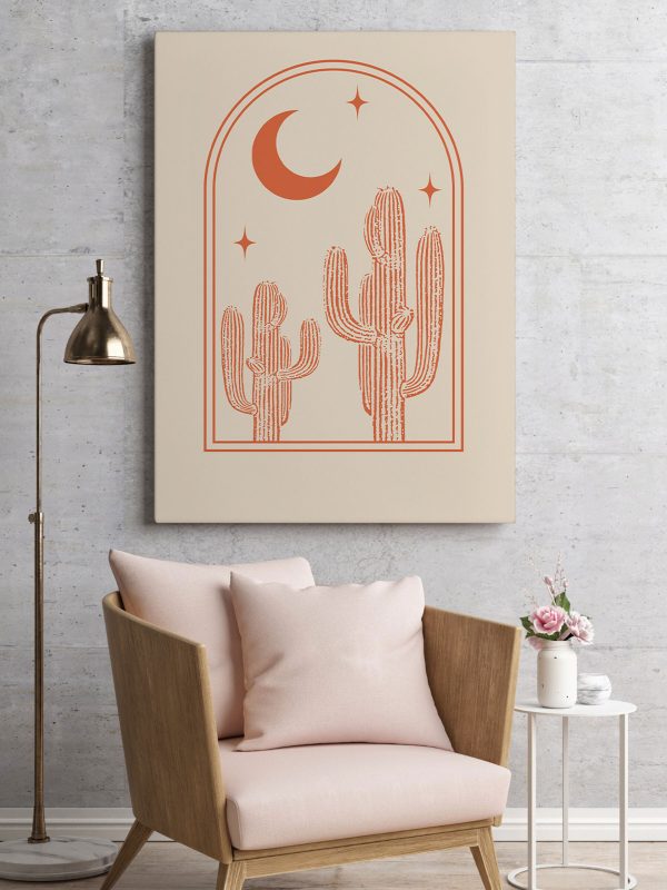 Graphic of a cactus and moon Graphic of a cactus and moon