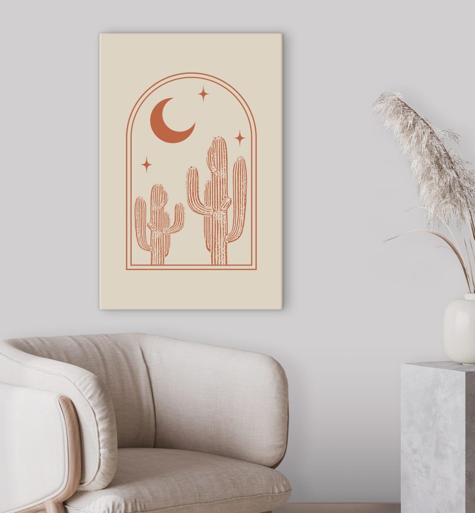 Graphic of a cactus and moon Graphic of a cactus and moon