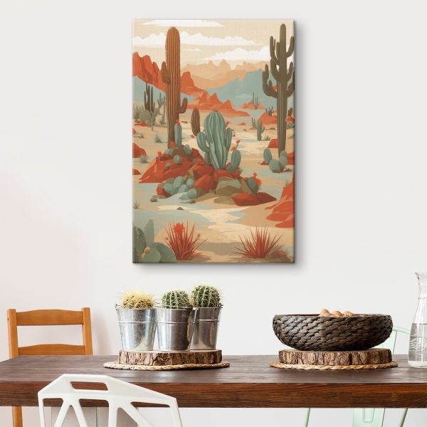Desert landscape with cactuses and rocks Desert landscape with cactuses and rocks