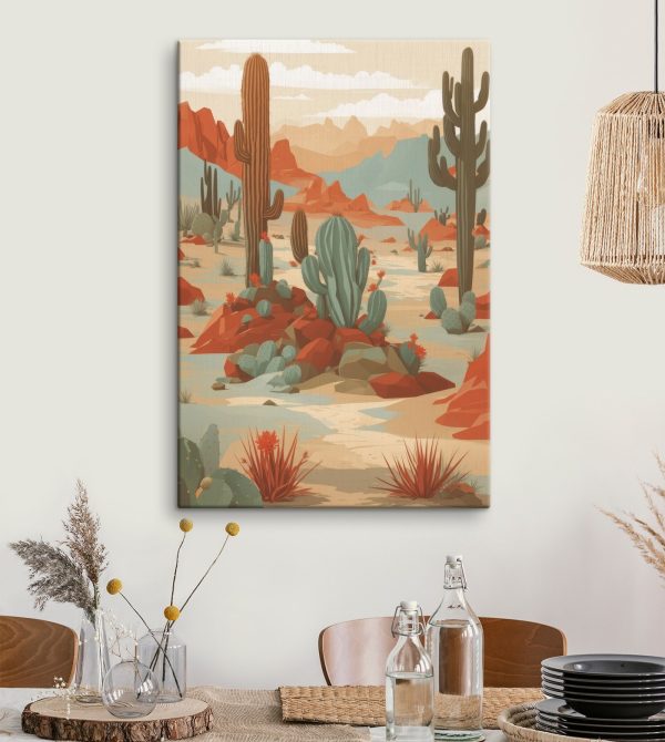 Desert landscape with cactuses and rocks Desert landscape with cactuses and rocks