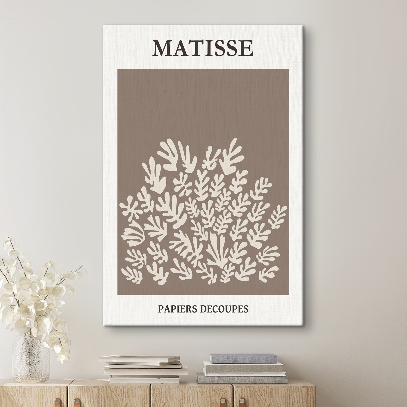 White and brown background with leaves