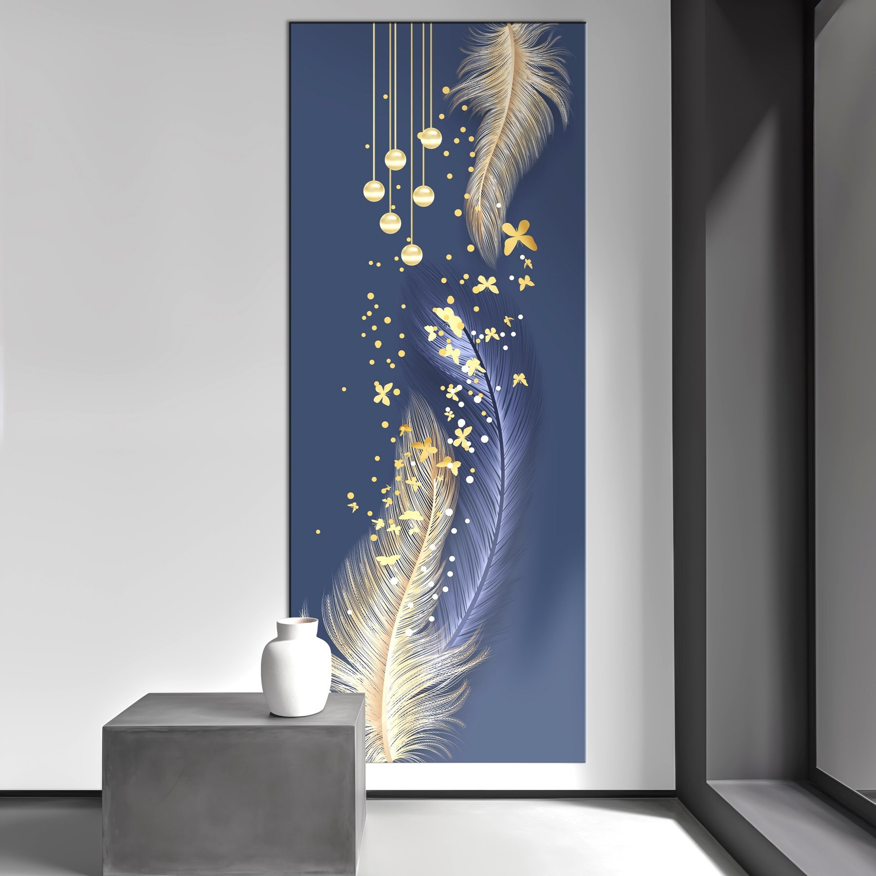 Elegant orbs amidst feather's caress Elegant orbs amidst feather's caress