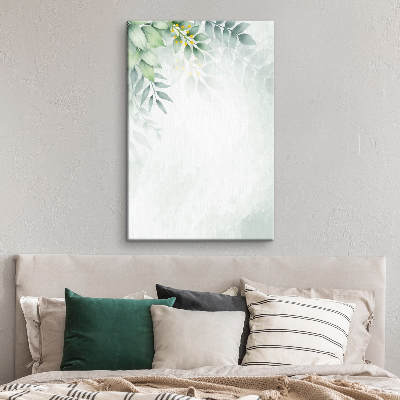 White background with green leaves White background with green leaves