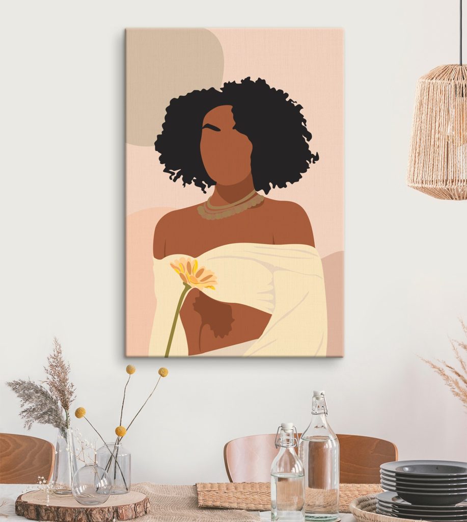 Woman with curly hair and a flower Woman with curly hair and a flower