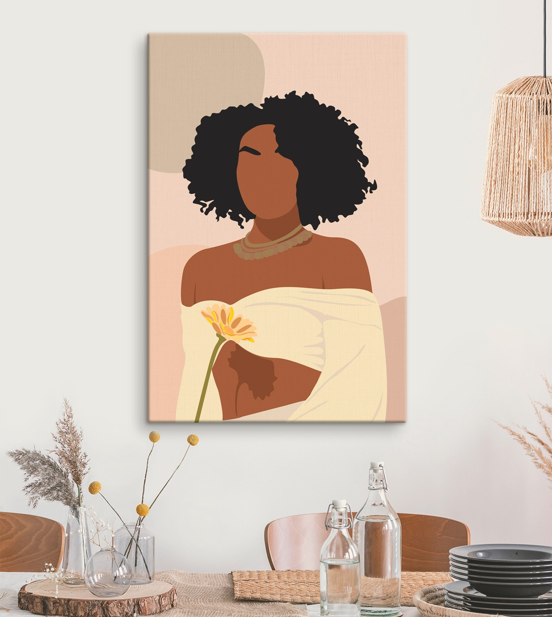 Woman with curly hair and a flower Woman with curly hair and a flower