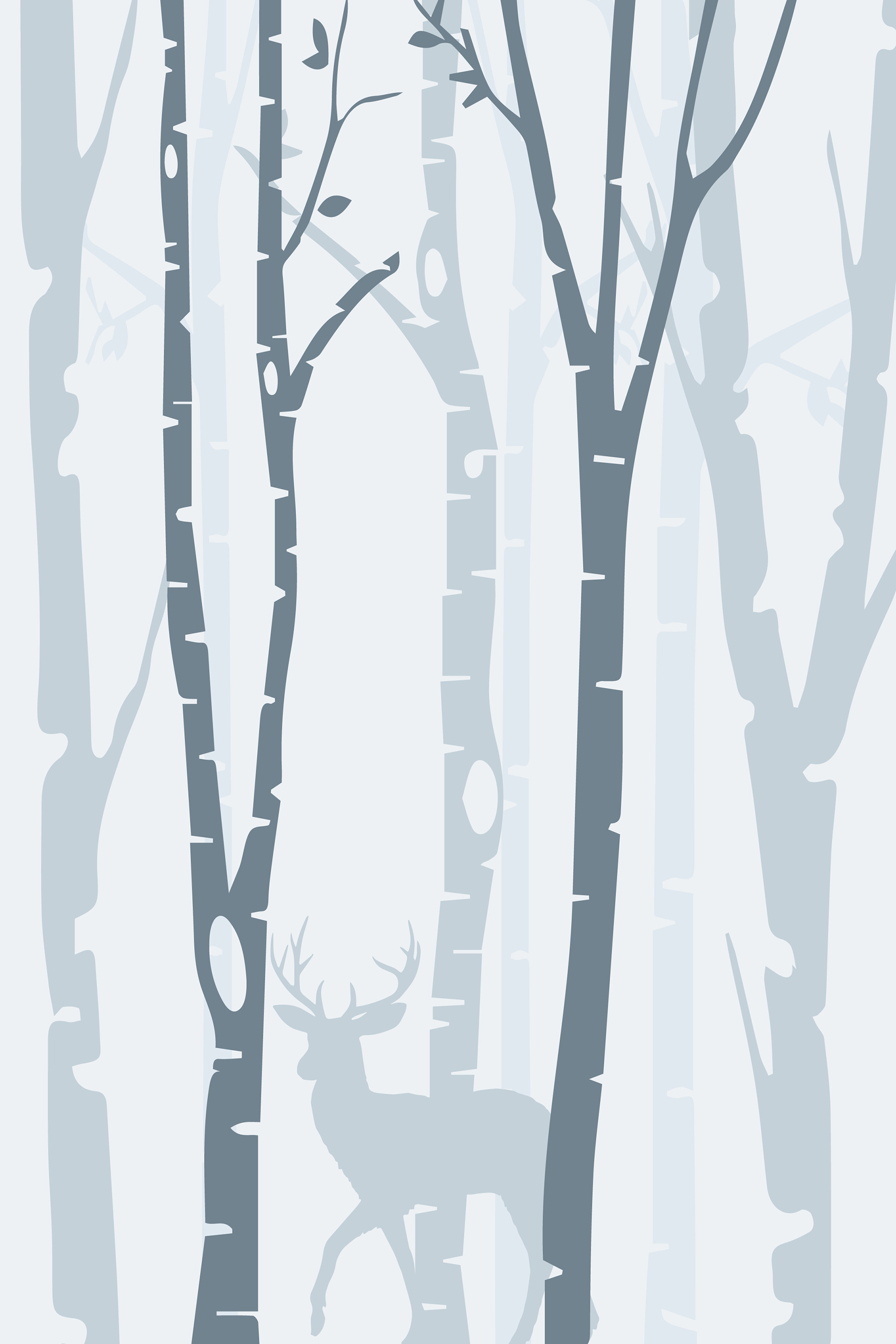 Group of trees with a deer in the background Group of trees with a deer in the background