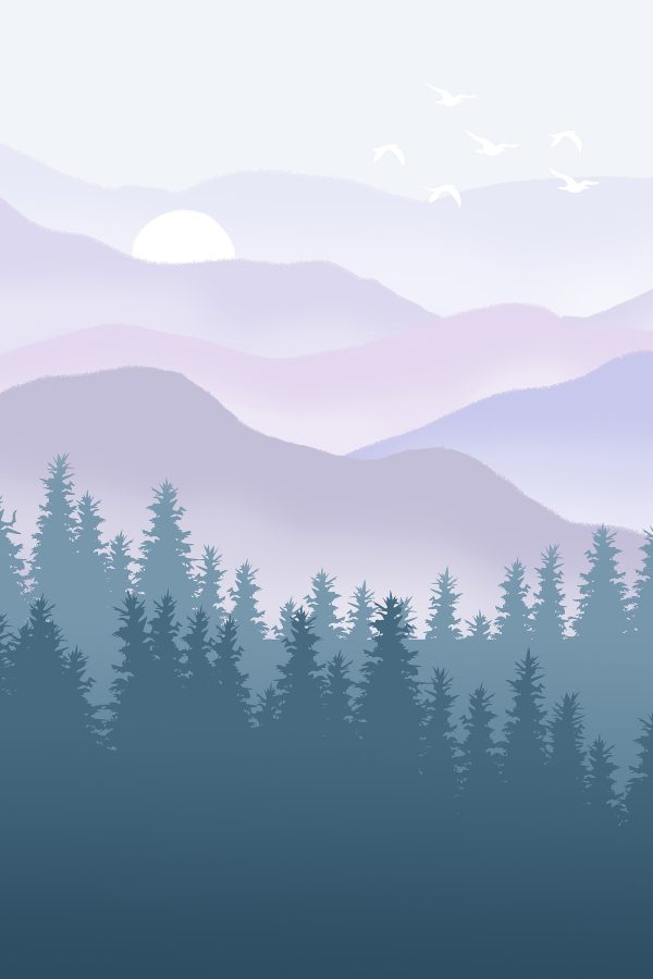 Landscape of mountains and trees Landscape of mountains and trees