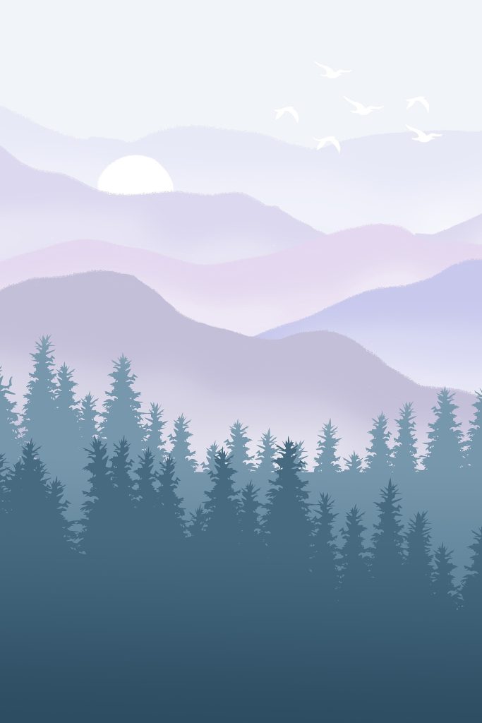 Landscape of mountains and trees Landscape of mountains and trees
