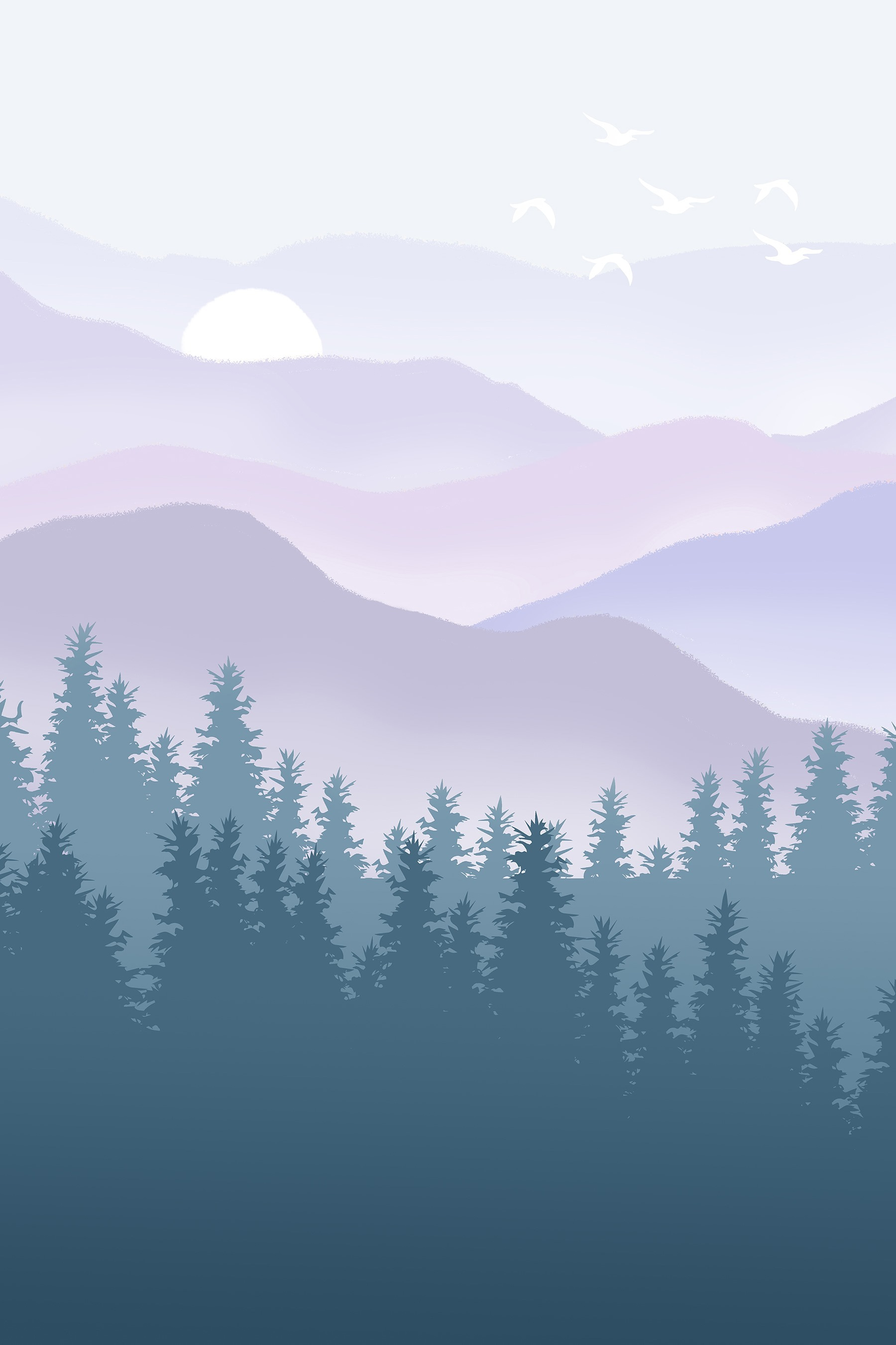 Landscape of mountains and trees Landscape of mountains and trees