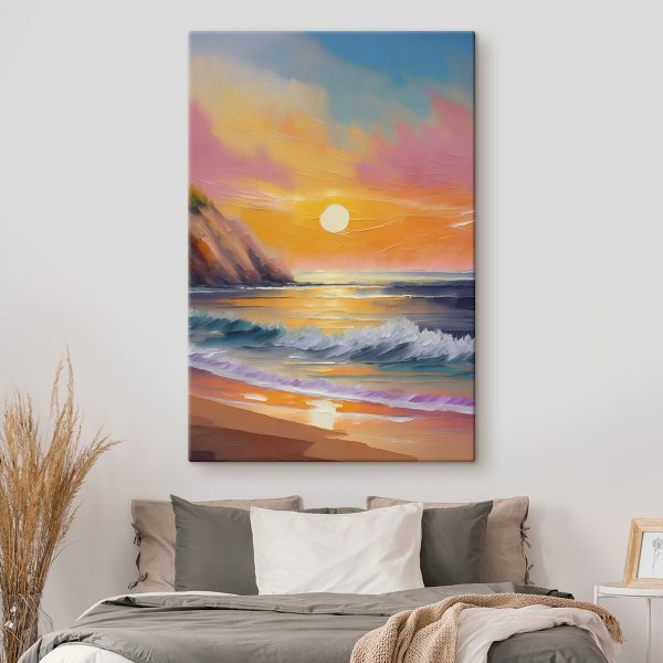 Cuadros Cuadro de una playa con olas y colinas (SKU: s36582) Cuadros Cuadros Cuadro de una playa con olas y colinas (SKU: s36582)