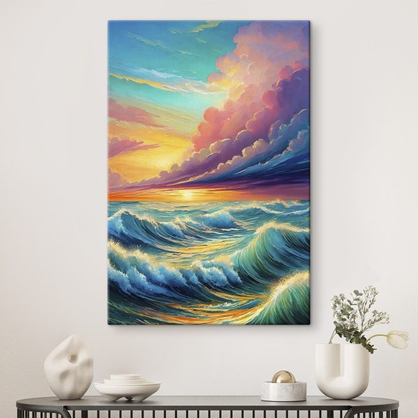 Cuadros Cuadro de olas y puesta de sol (SKU: s36588) Cuadros Cuadros Cuadro de olas y puesta de sol (SKU: s36588)