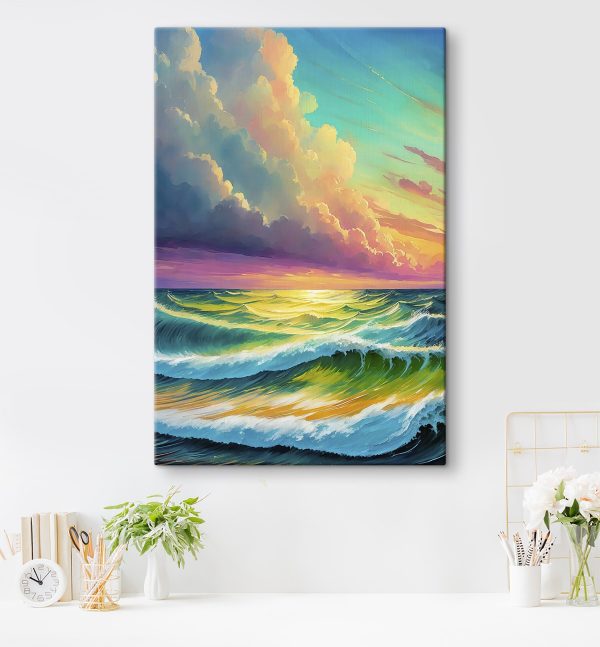 Painting of waves in the ocean