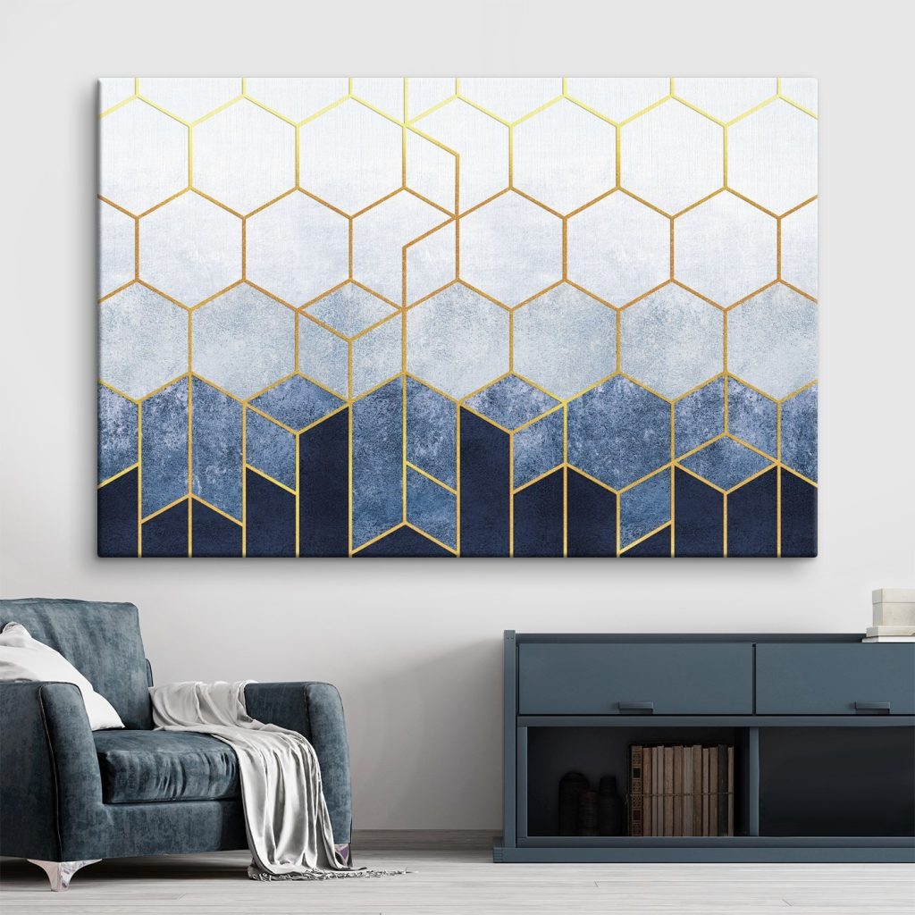Blue and white hexagons pattern Blue and white hexagons pattern