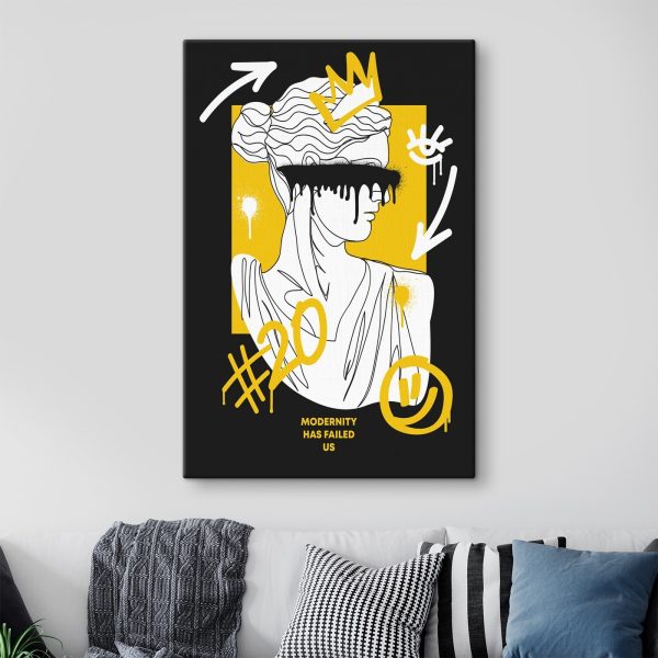 Ilustración en blanco y negro de una mujer con pintura negra chorreando por los ojos Cuadros Ilustración en blanco y negro de una mujer con pintura negra chorreando por los ojos