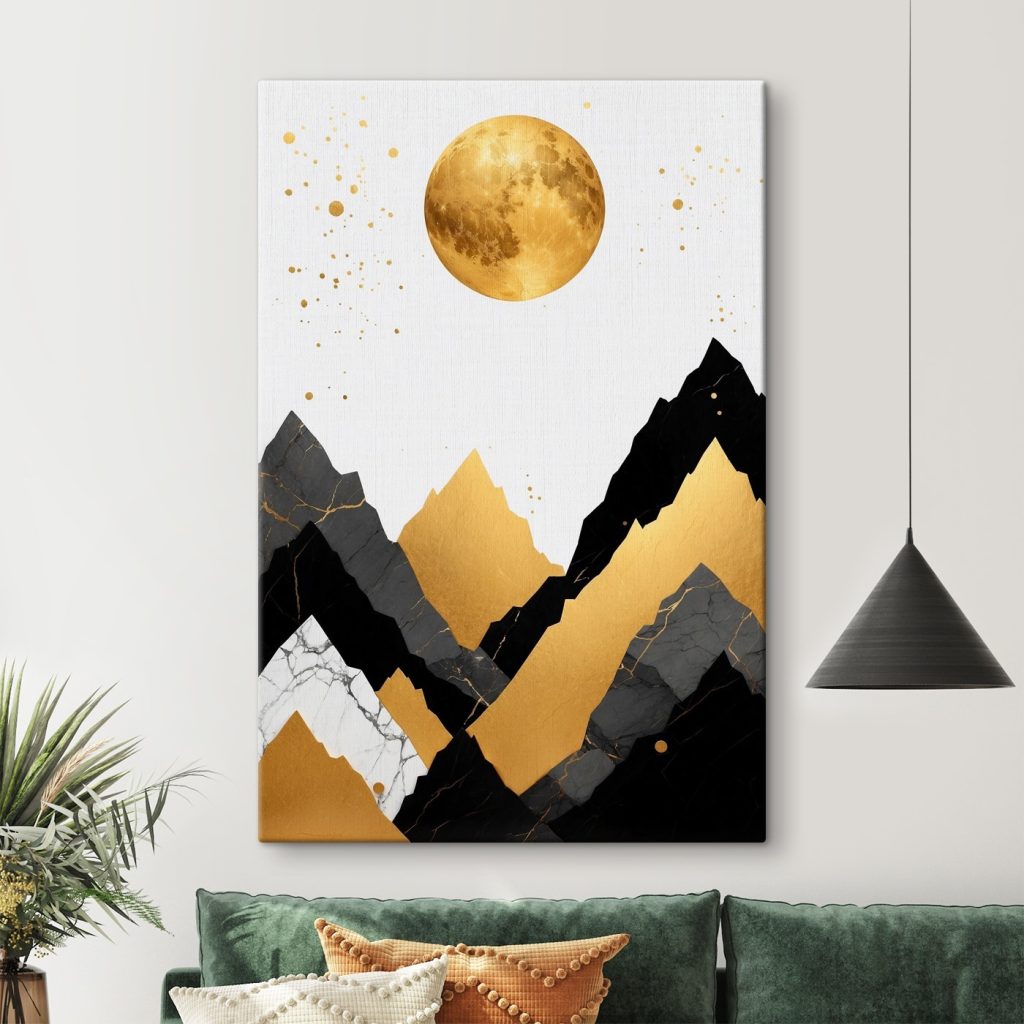 Moon over mountains and a moon Moon over mountains and a moon