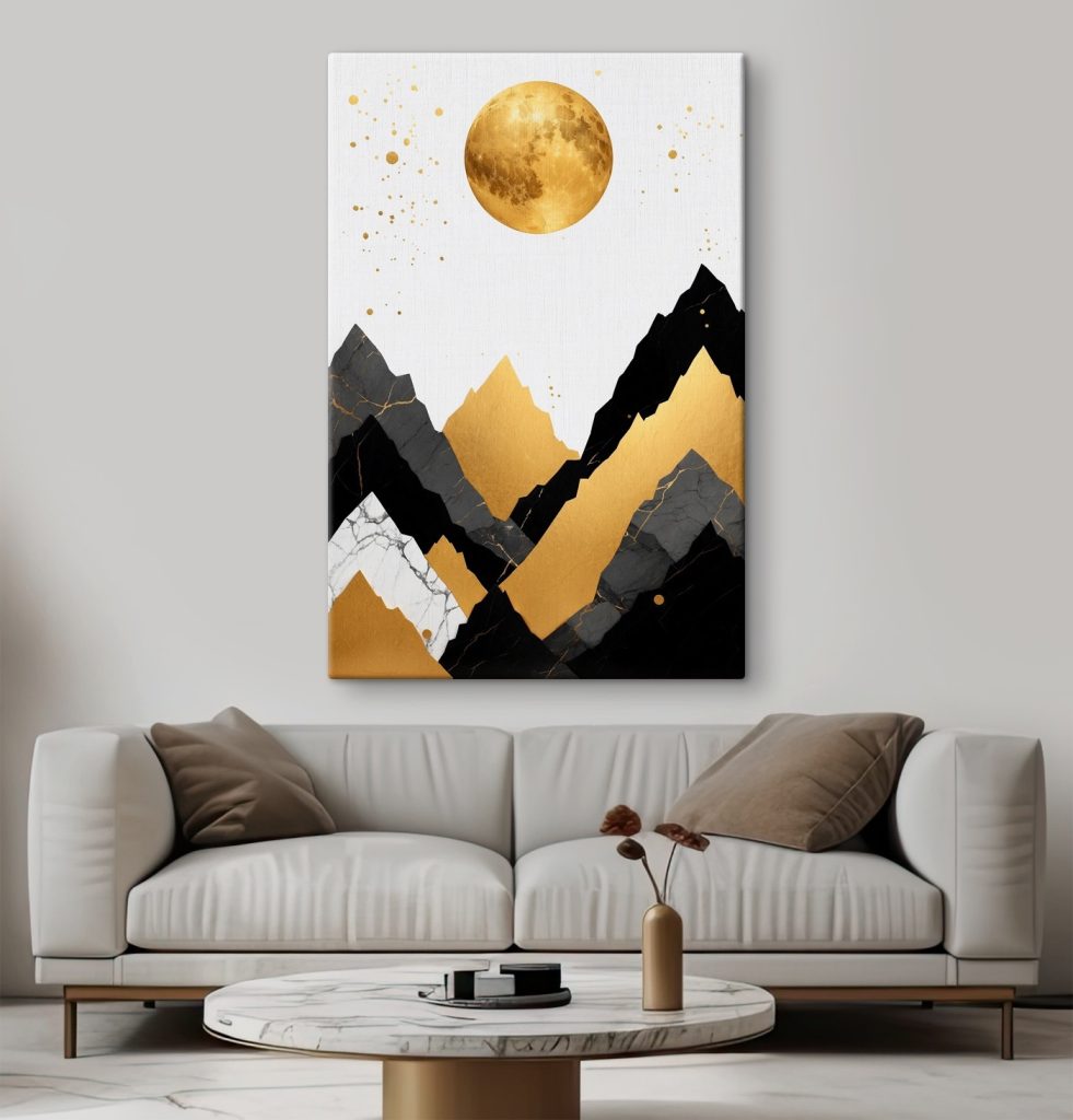 Moon over mountains and a moon Moon over mountains and a moon