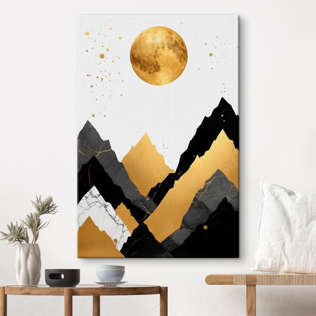 Moon over mountains and a moon Moon over mountains and a moon