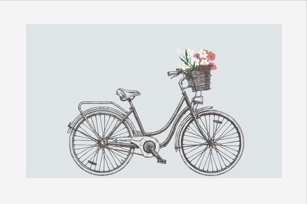 Bicycle with flowers in a basket