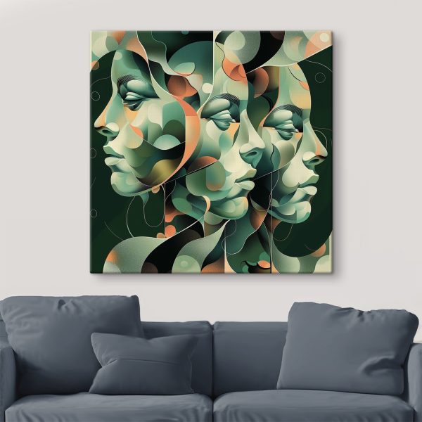Faces mingled in surreal artistry
