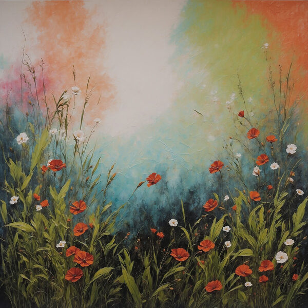Painting of flowers and grass