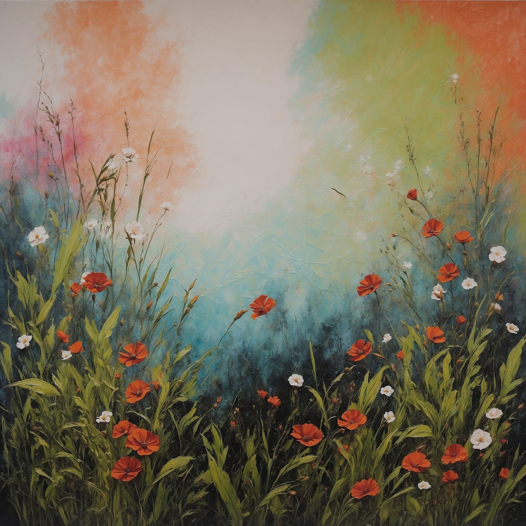 Painting of flowers and grass