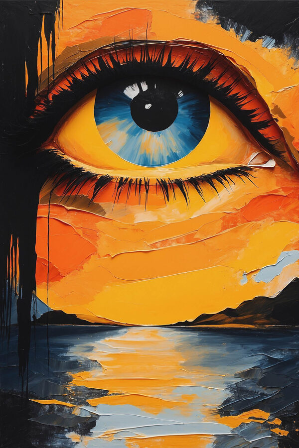 Painting of an eye and a sunset Painting of an eye and a sunset