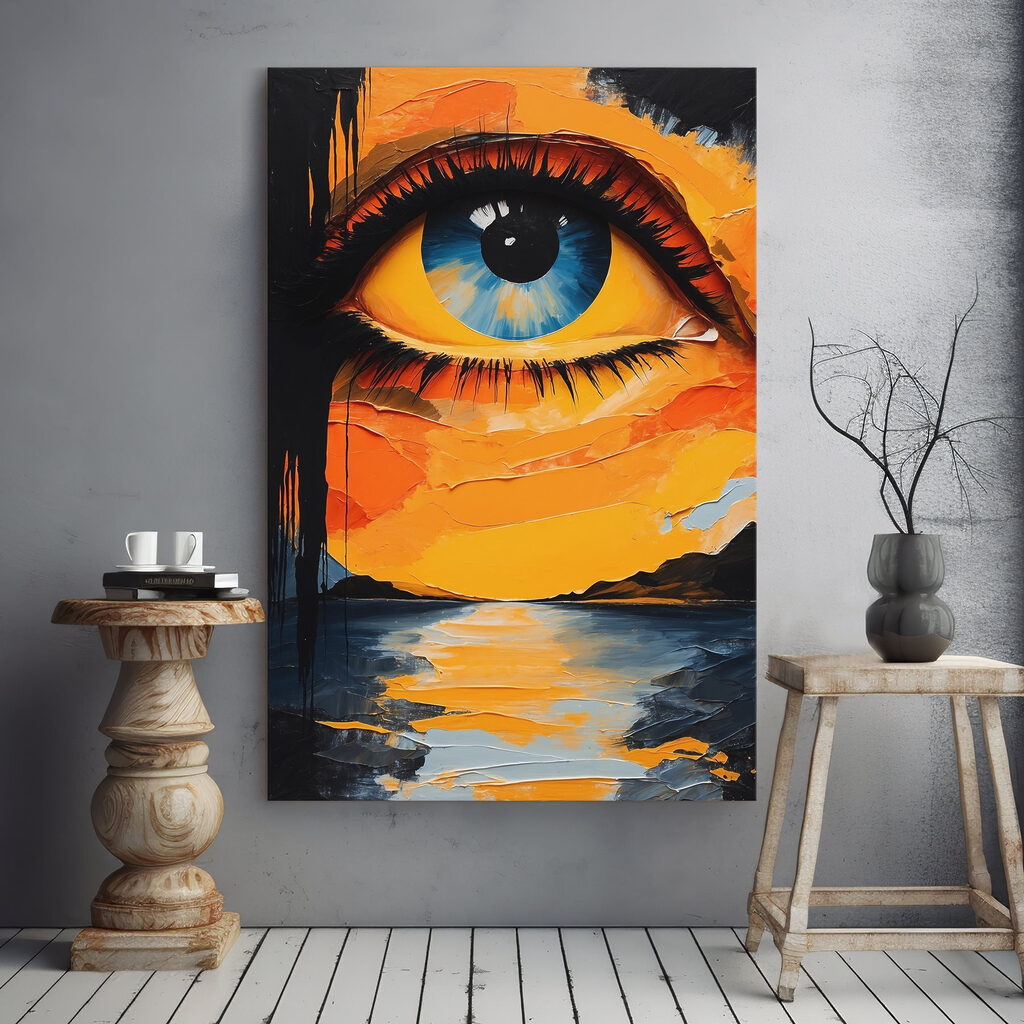 Painting of an eye and a sunset Painting of an eye and a sunset