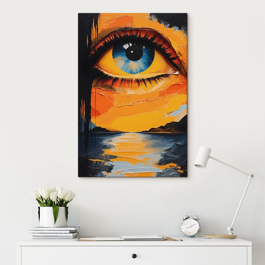 Painting of an eye and a sunset Painting of an eye and a sunset