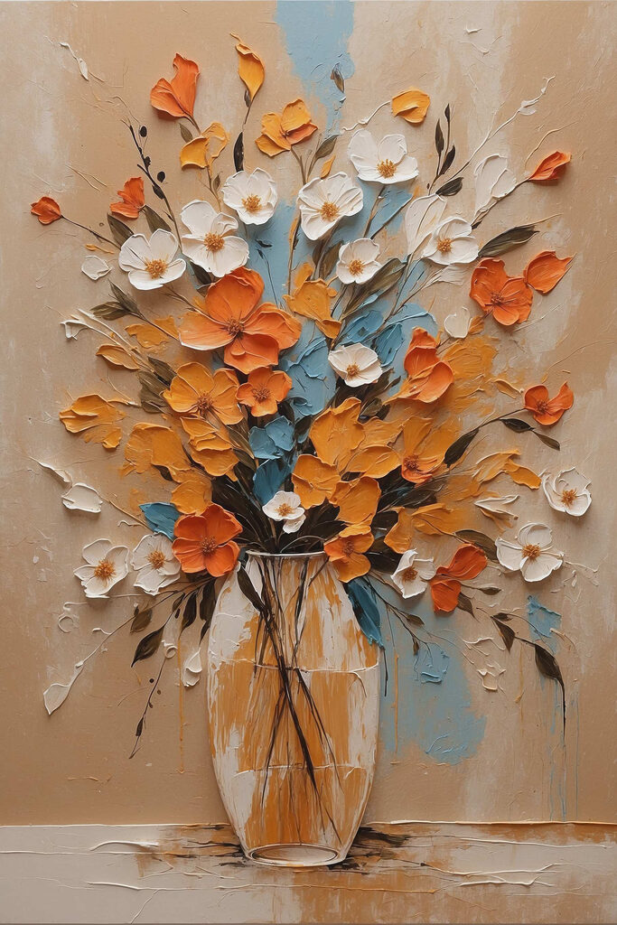 Painting of flowers in a vase Painting of flowers in a vase