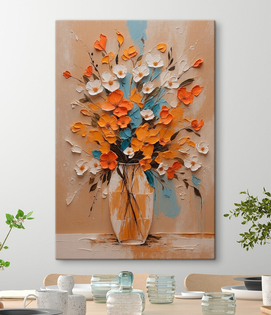 Painting of flowers in a vase Painting of flowers in a vase