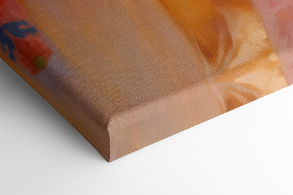 Woman in a robe with her hands together in front of a flowery background Woman in a robe with her hands together in front of a flowery background