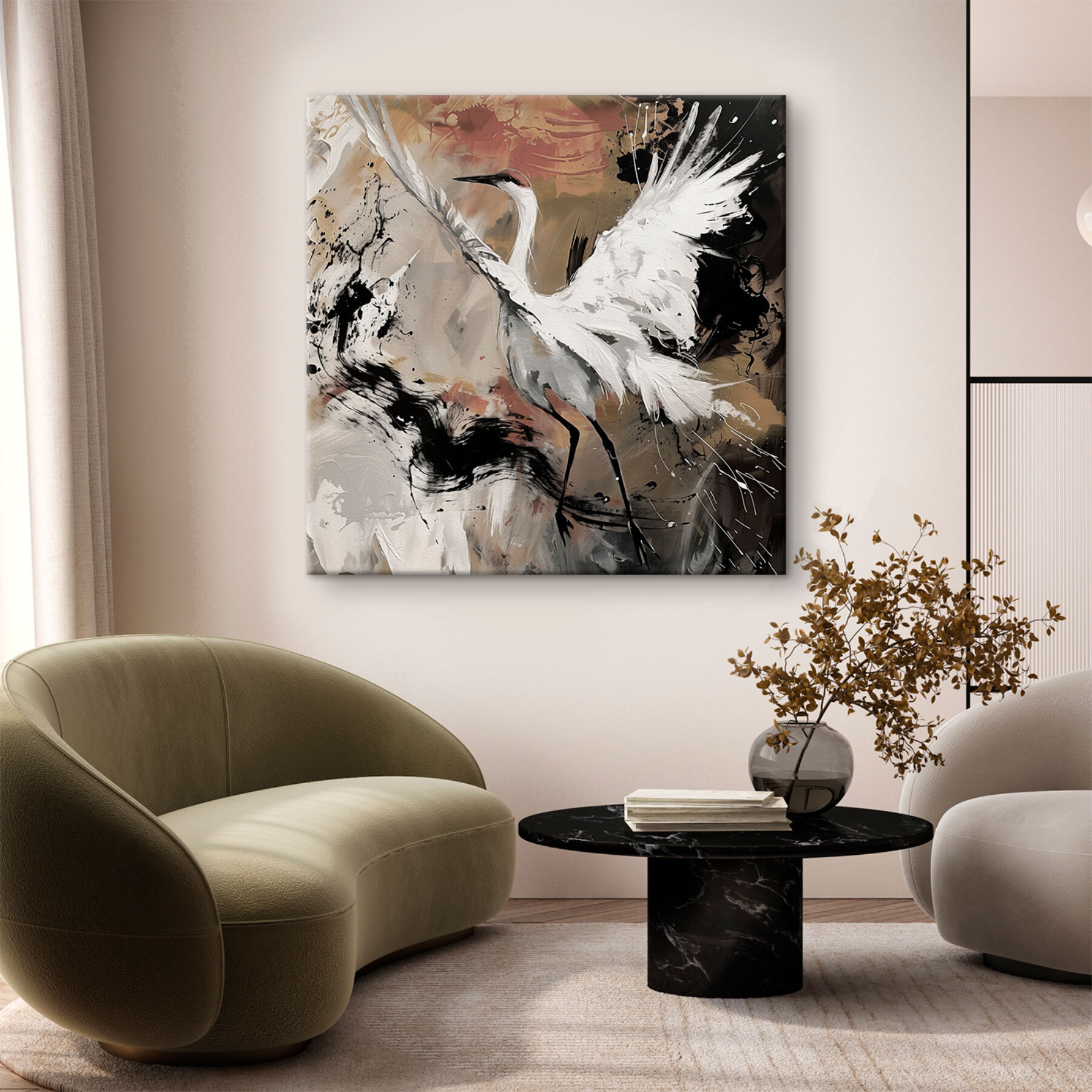 Painting of a white crane