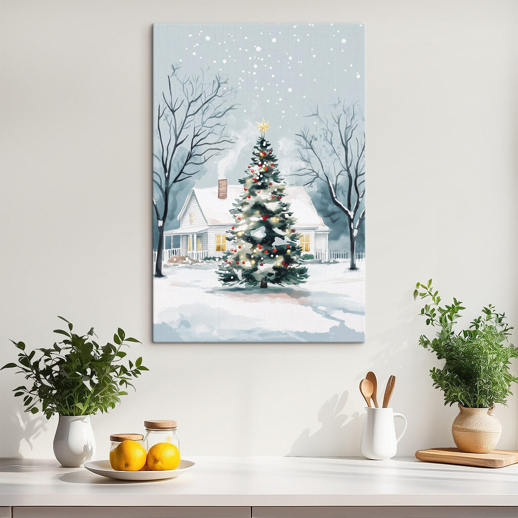 Christmas tree in front of a house