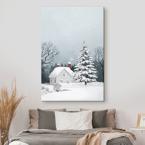 Cuadros Casa con nieve en el tejado y un árbol cubierto de nieve (SKU: s41369) Cuadros Cuadros Casa con nieve en el tejado y un árbol cubierto de nieve (SKU: s41369)