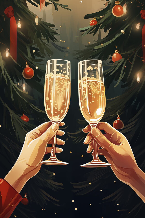 Pair of hands holding champagne glasses Pair of hands holding champagne glasses