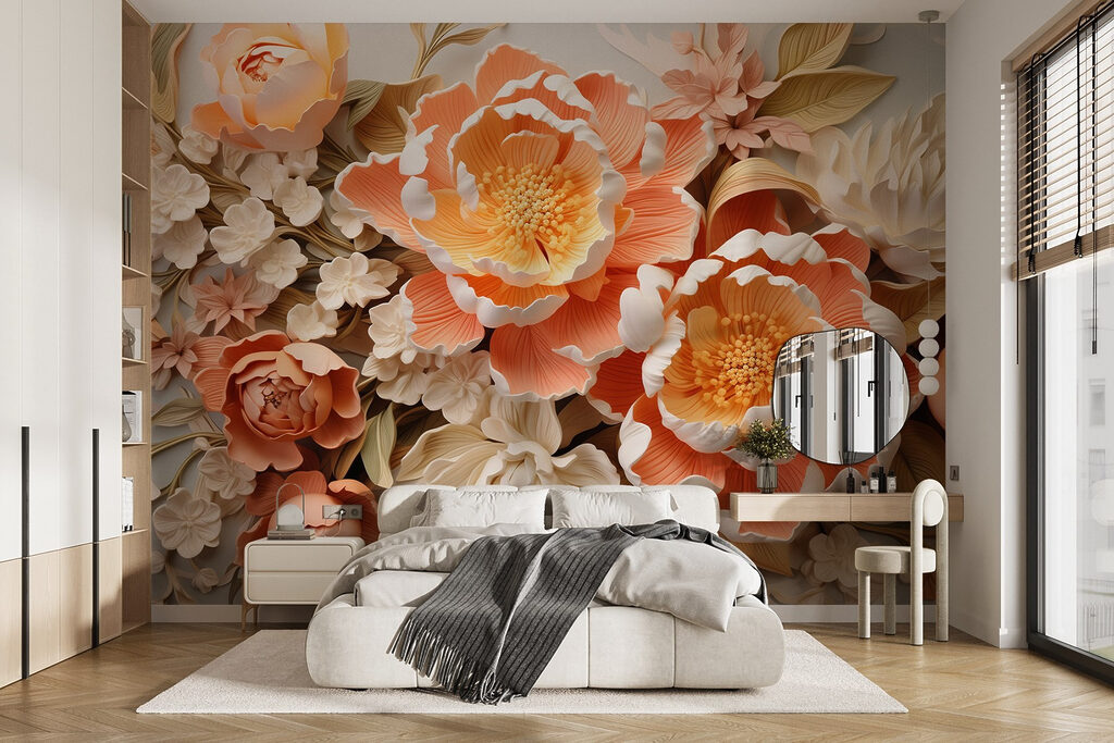 Group of flowers on a white surface Group of flowers on a white surface