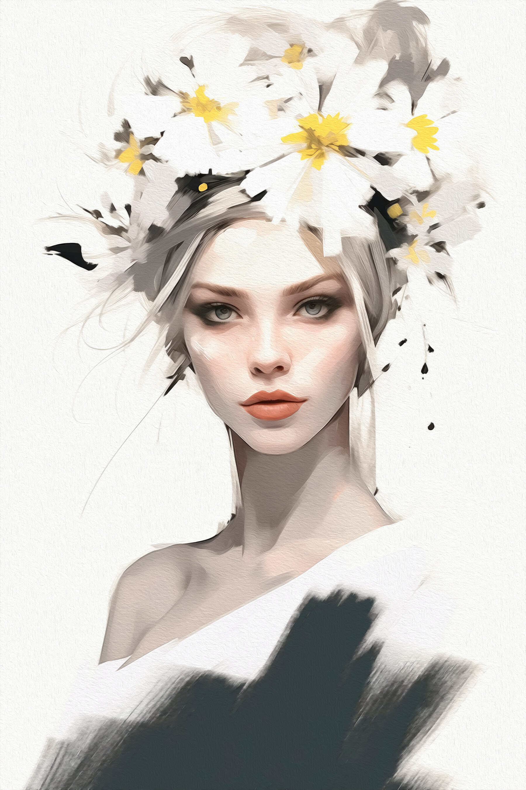 Woman with flowers in her hair Woman with flowers in her hair