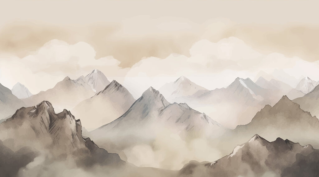 Pintura de montañas y nubes Pintura de montañas y nubes