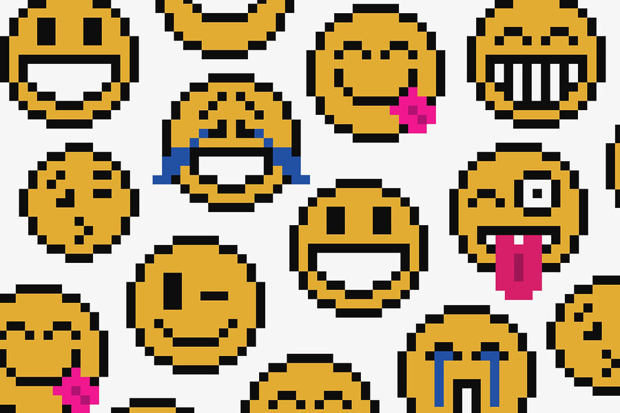Grupo de caras sonrientes amarillas