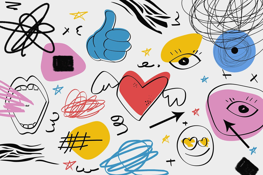 Collection of different colored objects Collection of different colored objects