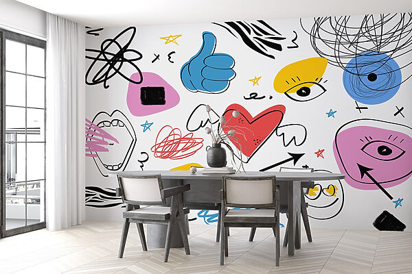 Fotomurales Fotomurales Colección de objetos de diferentes colores (SKU: w01940)