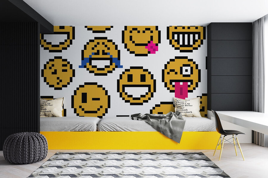 Grupo de caras sonrientes amarillas