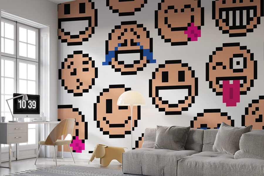 Fotomurales Patrón de caritas sonrientes