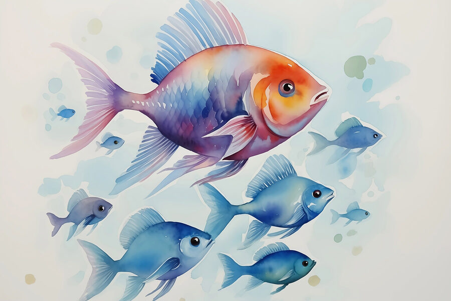 Grupo de peces nadando en el agua