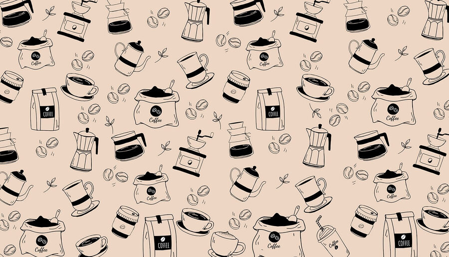 Patrón de objetos de café
