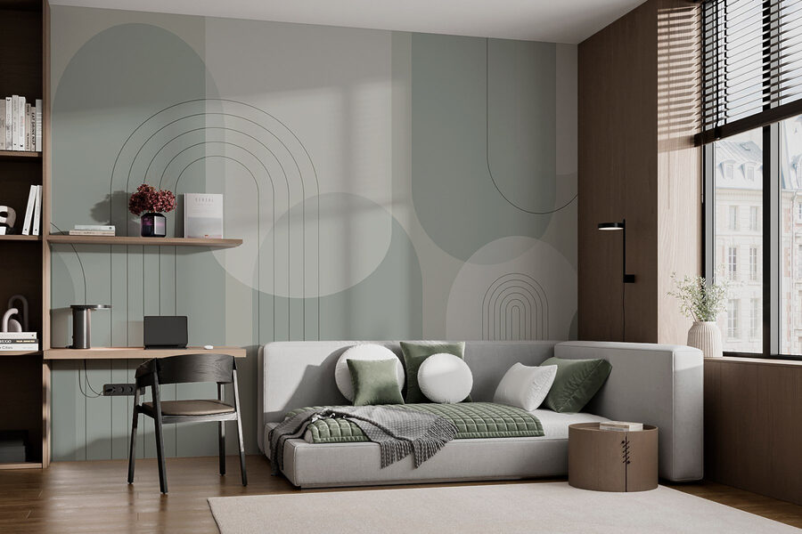 Fondo gris y blanco con líneas y círculos