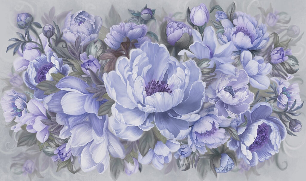 Painting of flowers and leaves