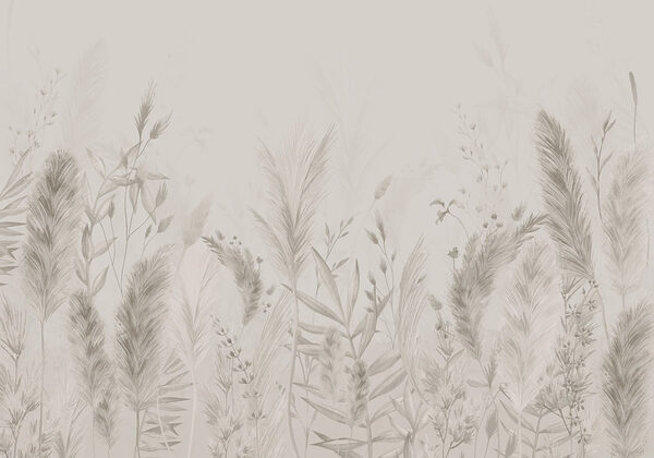 Whimsical botanical illustration in neutrals