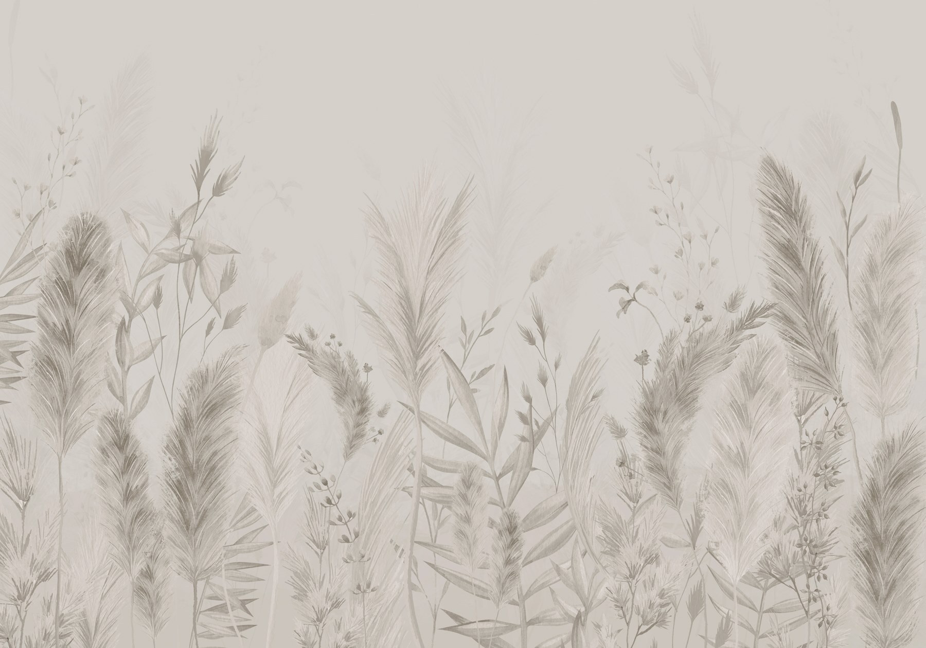 Whimsical botanical illustration in neutrals